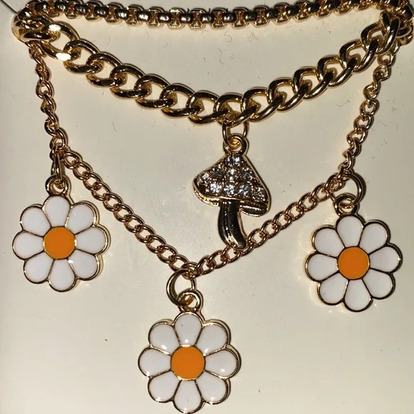 NEW 3 boho hippie anklets/mushroom/flowers - Picture 2 of 4